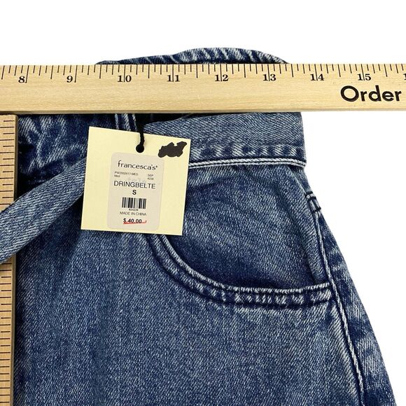 Tgla Denim Blue Jean Casual Belted Mini Skirt Francesca's Collection Small - Picture 2 of 9